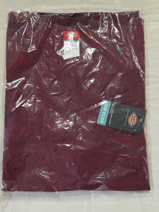 Dickies Tops - NWT Dickies Burgundy Gen Flex V-Neck Scrub Top - size XL